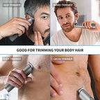 PRITECH rechargeable hair clipper packaging contents illustrating the complete set for face and body