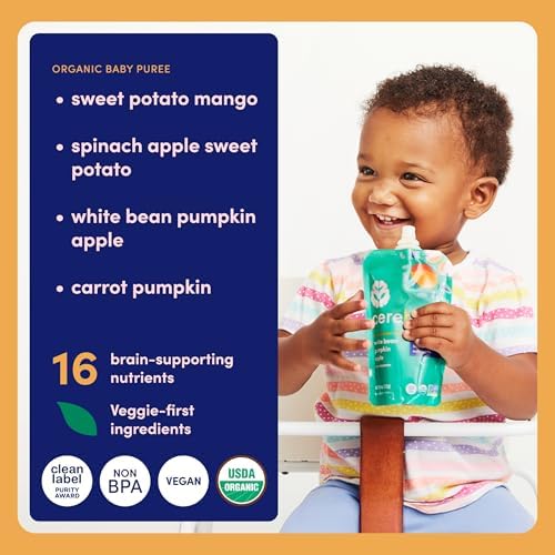 Variety pack of Cerebelly brain-supporting baby food pouches