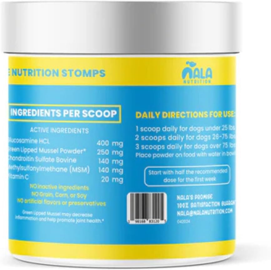 Nala Nutrition joint supplement label showing ingredients