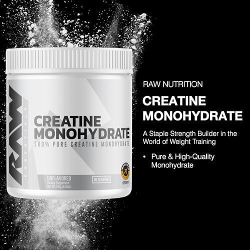 Back label of Raw Nutrition creatine supplement displaying ingredients and directions