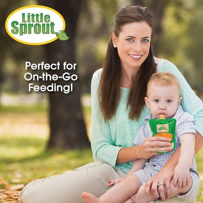 Sprout Cups baby food maker packaging displaying all included accessories and starter storage pouches.