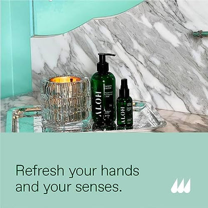ALŌH Sanitizing Hand Gel 2-pack | Peppermint Eucalyptus + Aloe | 70% Alcohol Hydrating Hand Sanitizer Gel with Essential Oil, for Kids & Adults | 8oz Bottle (Set of 2) - Image 5