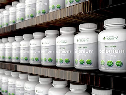 Purely Holistic imported premium selenium 200 micrograms vegan mineral supplement packaging side view