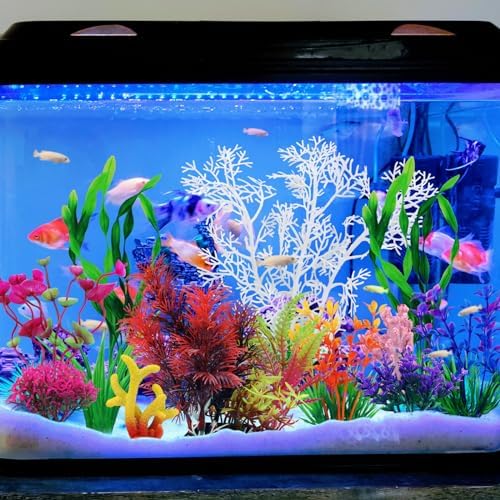 Complete twelve piece QUOZUO artificial plant and coral kit packaging components layout