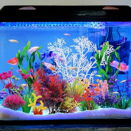 Complete twelve piece QUOZUO artificial plant and coral kit packaging components layout
