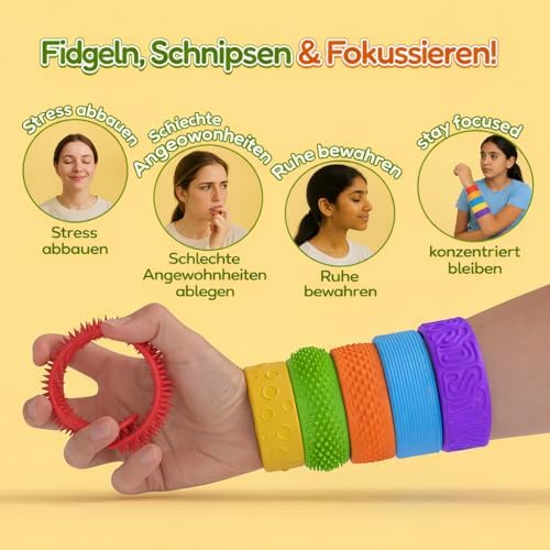 An adult utilizing the discreet AotBlcer silicone slap bracelet for stress management in an office setting.