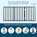 Petmaker freestanding black dog fence folded flat for compact storage.