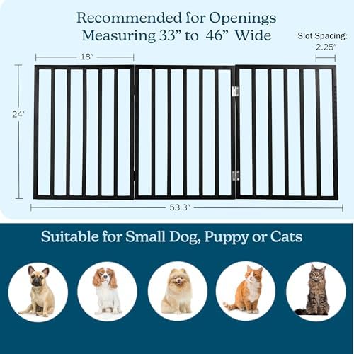Petmaker freestanding black dog fence folded flat for compact storage.