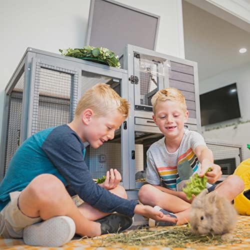 Aivituvin Rabbit Hutch Large Wooden Bunny House Guinea Pig Cages on Wheels, Two Trays, Indoor Outdoor - Image 3