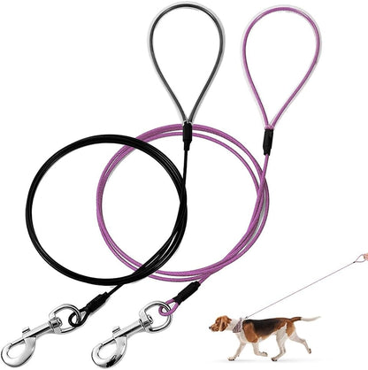 Chew Proof Dog Leash,6FT Metal Cable Lead,Heavy Duty Leash Made of Coated Wire Rope,Chew Resistant,Great for Large Dogs and Teething Puppies (Black+Blue, 6ft) - Image 11