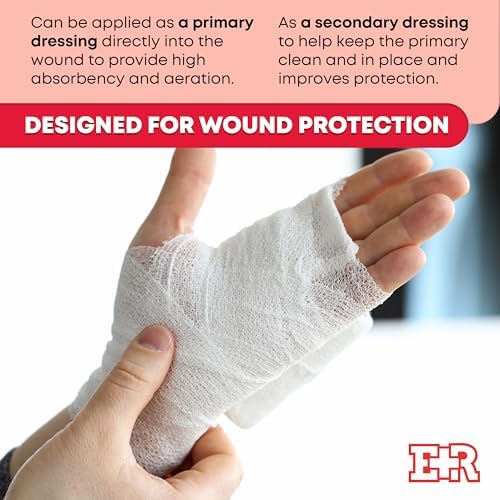Six ply medical grade krinkle bandage roll showing thick and stretchy cotton material