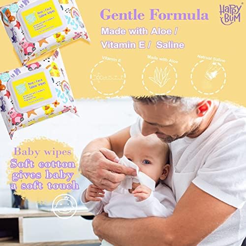 Happy Bum 180 count saline wipes for sensitive skin