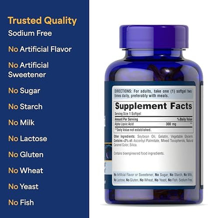 Authentic USA imported Alpha Lipoic Acid 300mg bottle