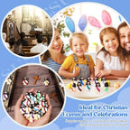 Bememo religious party favors displayed alongside festive holiday baskets and decorative Sunday school supplies.