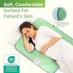 Elderly care setup showing Simply Seniors washable bed pads on mattress