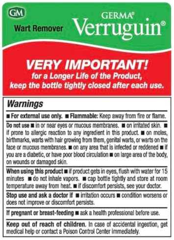 Close up of Germa Verruguin liquid applicator for targeted wart removal application