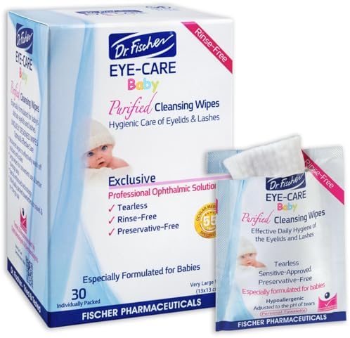 Dr. Fischer infant eyelid wipes showing individual sterile packaging foil packets