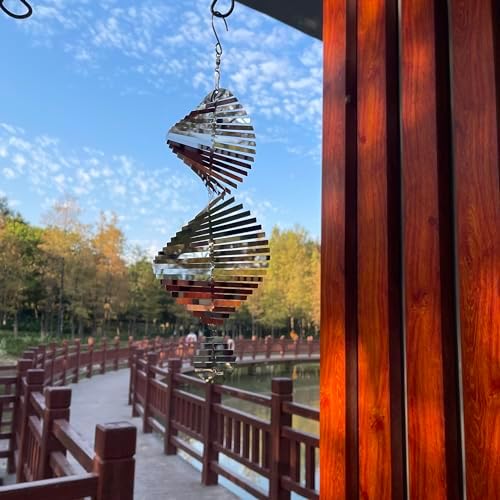 Modern stainless steel garden decor hanging on patio