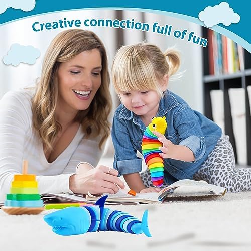Hands holding and twisting sensory slug toy for stress relief