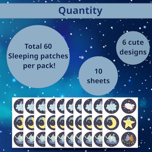 Melatonin free sleeping stickers with children's animal illustrations displayed on sheets
