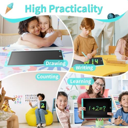 Close up of Genialba colorful LCD writing tablet display