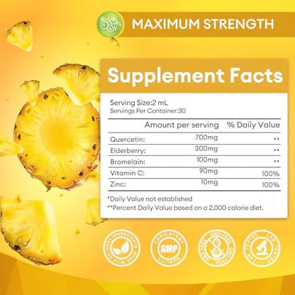 WellVeraVida Quercetin Liquid Drops dropper view demonstrating the simple daily serving method.