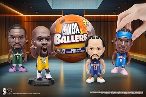 Collection of multiple 5 Surprise basketball player miniature figures with player posters displayed together