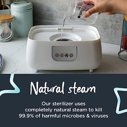 Tommee Tippee steam sterilizer for six baby bottles and breast pump parts