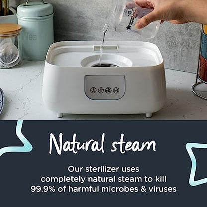 Tommee Tippee steam sterilizer for six baby bottles and breast pump parts