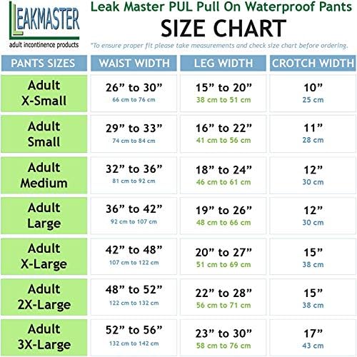LeakMaster reusable waterproof pants showing elastic leg and waist bands.