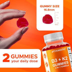 Vitamatic Vitamin D3 And Vitamin K2 Gummies supplement facts label