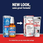 Authentic imported Sovereign Silver first aid product box displaying safety warnings and indications for burns