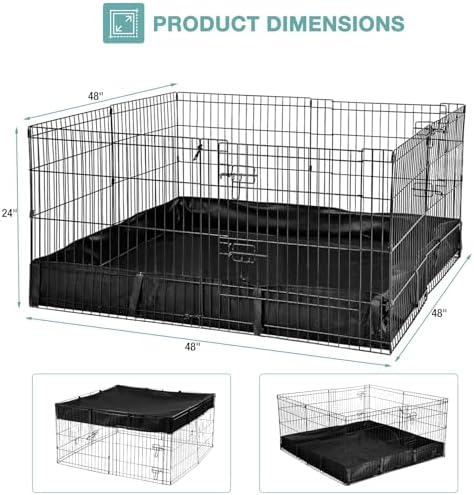 Rabbit PlaypenSmall Animal Cage with Waterproof Mat, 48" L*48" W*24" H Metal Hedgehog with Door, C&C Cage for Guinea Pigs, Bunny, Hedgehogs, Chinchillas(Playpen Only) - Image 7