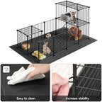 HOOBRO 24 Panels Guinea Pig Cage with Waterproof Mat and Ramp, 57" x 31.5" x 23.6" Loft Design Small Animal Playpen, Rabbit Cage, Bunny Cage, Pet Playpen, Indoor Outdoor Yard Fence, Black BK03PP03 - Image 4