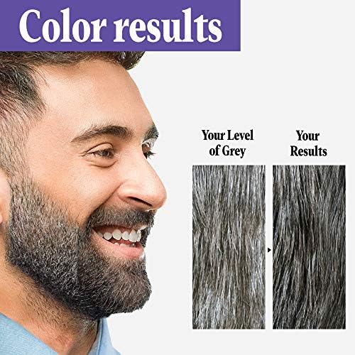 Just For Men facial hair color gel box showing dark brown and black shade details