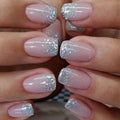 CurvLife short press on nails with shimmering French tips front view