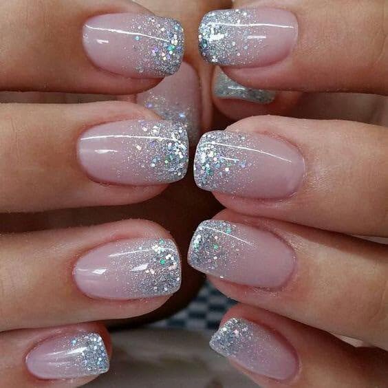 CurvLife short press on nails with shimmering French tips front view