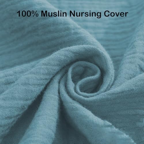 Side profile of nursing cover demonstrating arched neckline airflow.