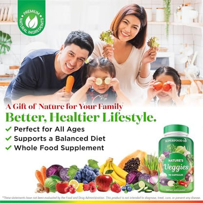Superfood MD vegetarian health supplement showcasing the clean gluten-free ingredients list