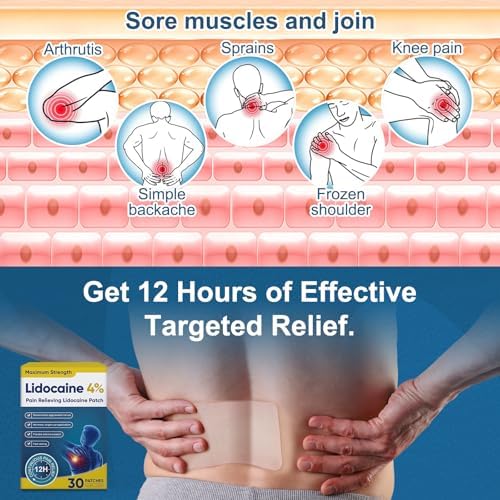 Maximum strength lidocaine patch being applied to lower back