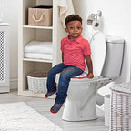 CoComelon kids toilet seat close-up focusing on the integrated front splash guard