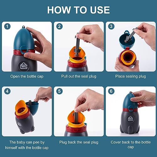Demonstration of the durable polypropylene body of the toddler rocket urinal being rinsed clean with water