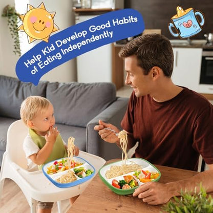 Top view of Domensi divided porcelain toddler plate
