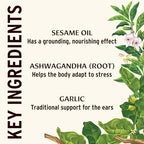Ayurvedic ear oil with ashwagandha and garlic for earwax support