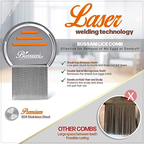 Side profile of the durable laser-welded stainless steel Bussani comb for thick and fine hair.