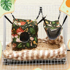 Yeyeplum guinea pig hanging hideout bed showcasing the soft mushroom pattern flannel fabric.