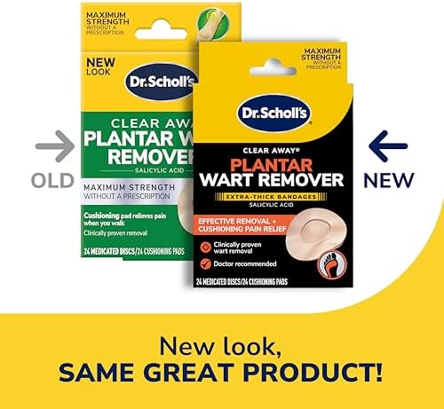 Dr. Scholl's medicated discs and extra-thick cushioning pads for plantar warts.