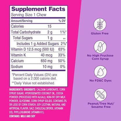 Close up of Viactiv milk chocolate calcium chew texture
