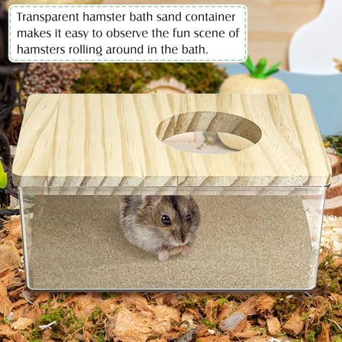 kathson Hamster Sand Bath Box Transparent Acrylic Small Animals Shower Bathtub Guinea Pigs Digging Sand Container Cage Accessories for Lemmings Gerbil Mice Hedgehog Chinchilla (Rectangle) - Image 4