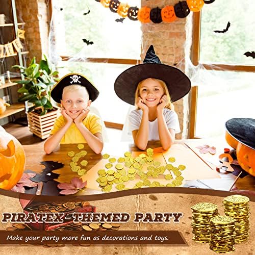 Kid friendly plastic treasure coins highlighting embossed detailing